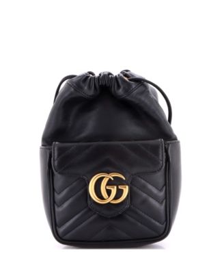 Mini GG Marmont Front Pocket Bucket Bag Matelasse Leather