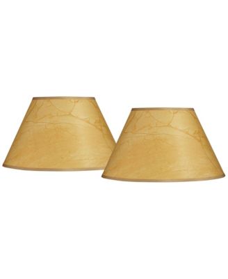 Set of 2 Empire Lamp Shades Crinkle Paper Large 10" Top x 20" Bottom x 11" High Spider with Harp and Finial Fitting