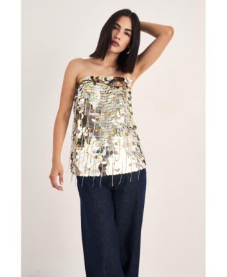 Women's Disc Tassel Bandeau Top