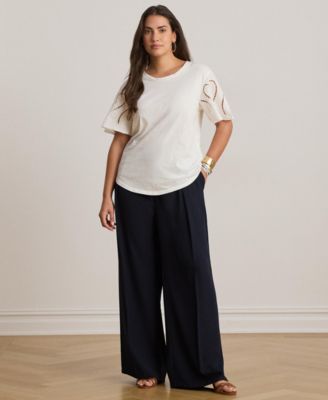 Plus Size Eyelet Cotton Jersey & Broadcloth Top