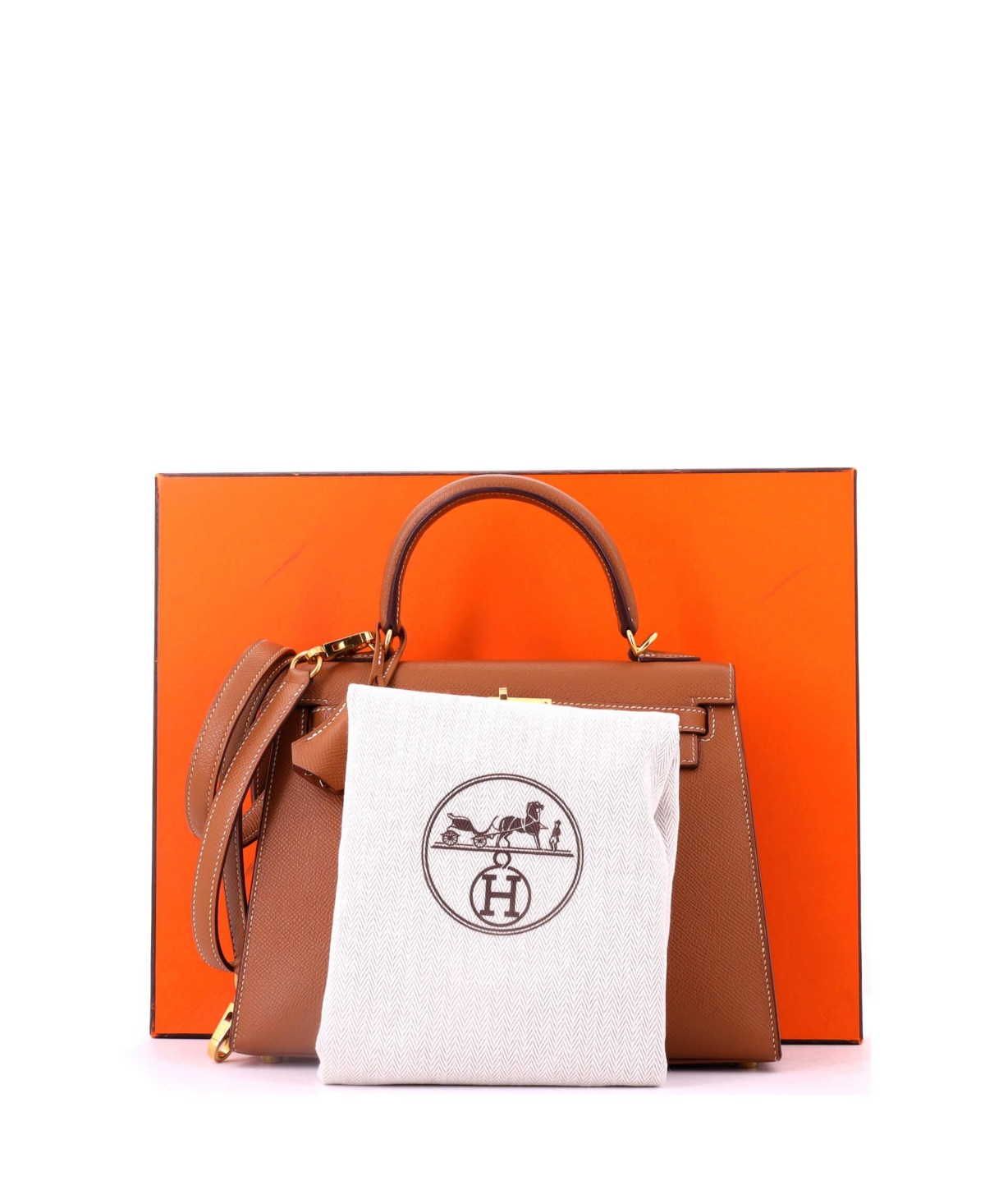 Pre-Owned HERMES Kelly 25 Handbag Brown Epsom with Gold Hardware