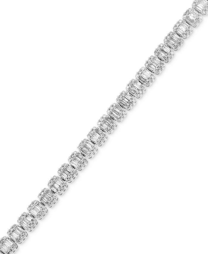 Macy's Diamond Baguette Tennis Bracelet (3 ct. t.w.) in 14k White Gold ...