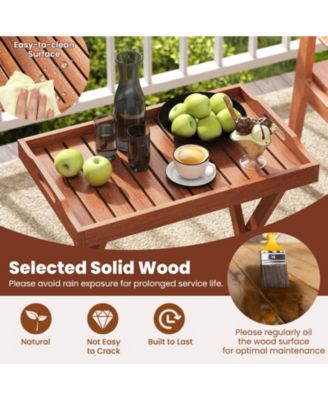 Folding Outdoor Tray Table with Removable Serving Top, 24.5 x 19.5 x 27 in