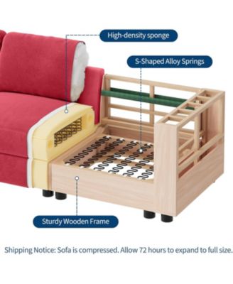 Modular Sectional Sofa- 7-Seater L-Shaped Couch with Movable Ottoman- Convertible Chenille Sofa