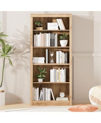 71" Tall Modern 5-Tier Wooden Open Storage Bookcase