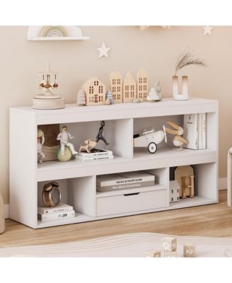 2-Tier Kids Bookshelf and Toy Storage Organizer, 5-Cubby Children Bookcase Cabinet