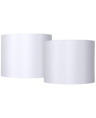Set of 2 Drum Lamp Shades Medium 14" Top x 14" Bottom x 11" High Spider with Replacement Harp and Finial Fitting