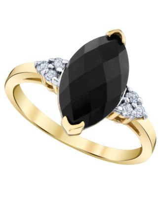 Onyx (3-1/2 ct. t.w.) and Diamond (1/8 ct. t.w.) Ring in 14k Yellow Gold