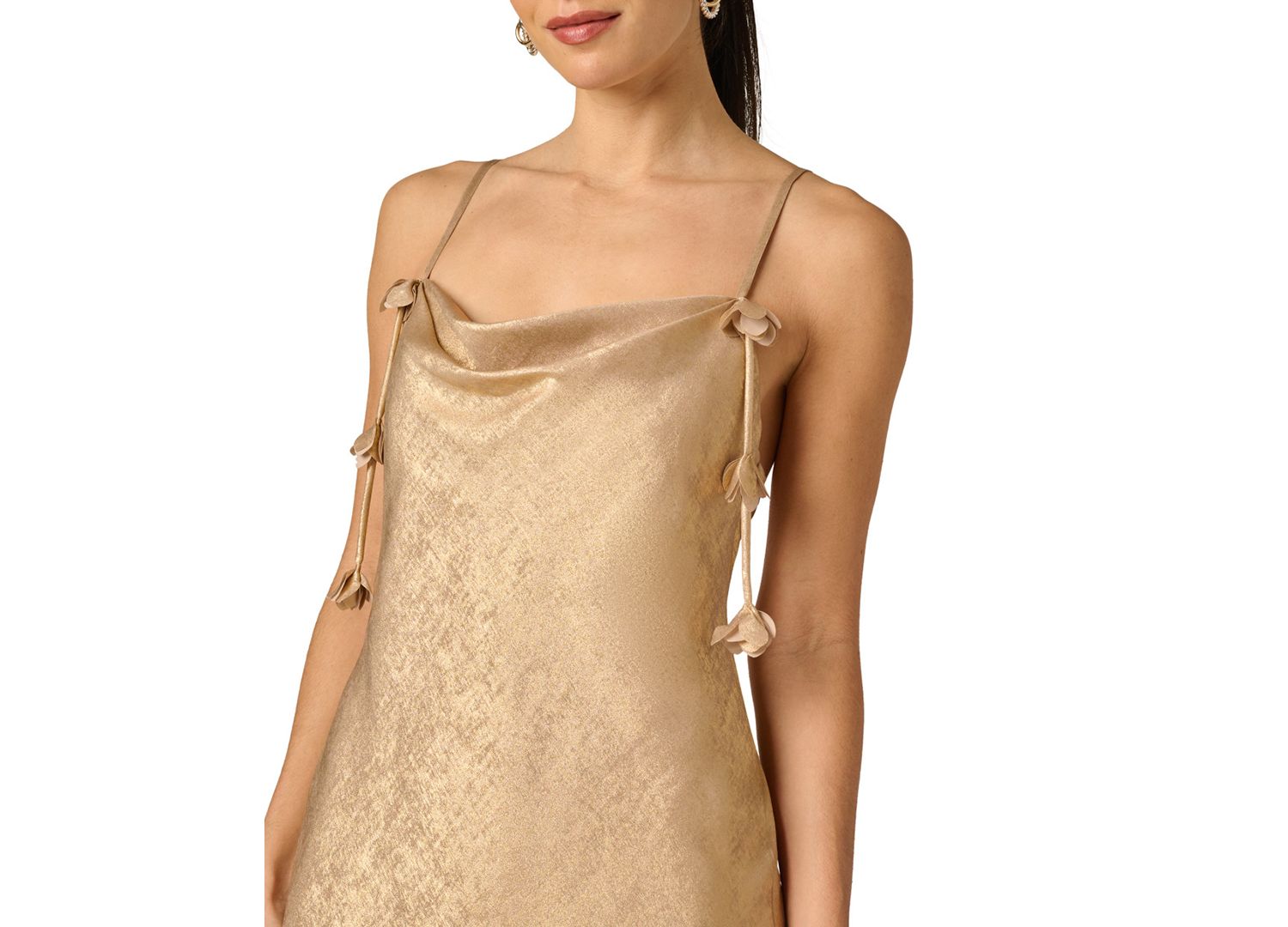 Women's Foiled Chiffon Cowl Neck Long Dress