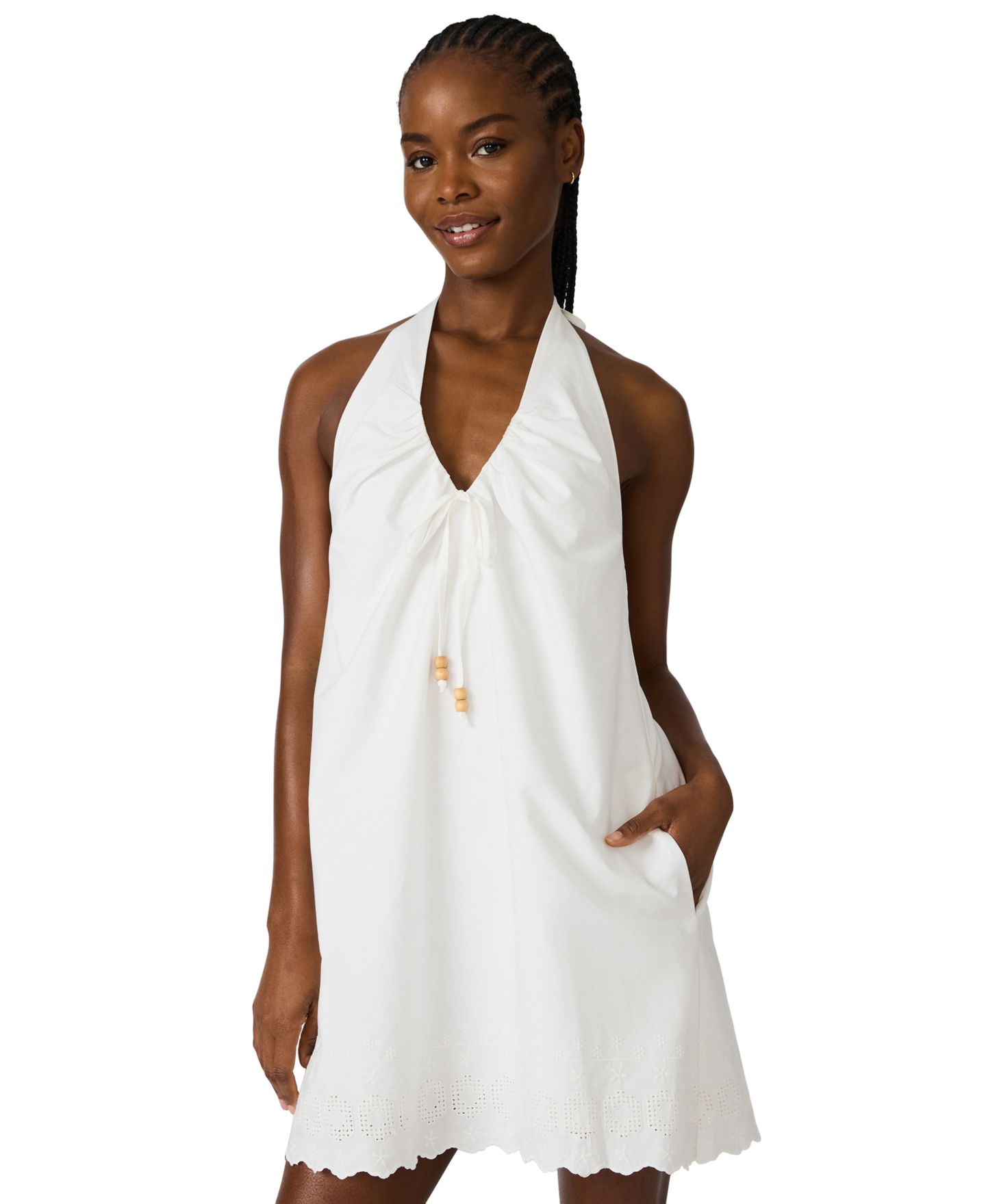 Женское платье Steve Madden Adana V-Neck Mini, цвет: Белый — фото 2