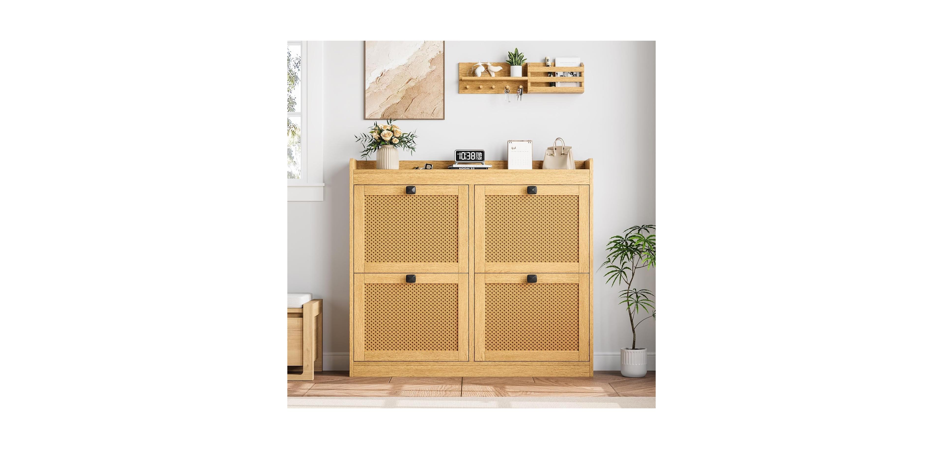gaomon Shoe Cabinet with 4 Deep Flip Drawers