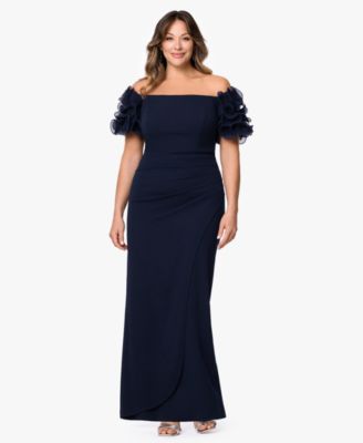 Plus Size Off-The-Shoulder Short-Sleeve Gown