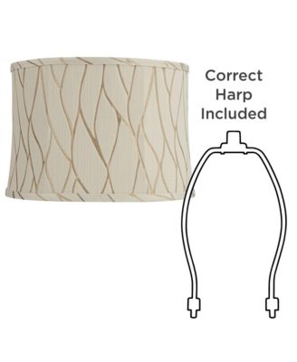 Kinmen Slant Print Lamp Shade Cream Drum Softback Washer Harp Finial
