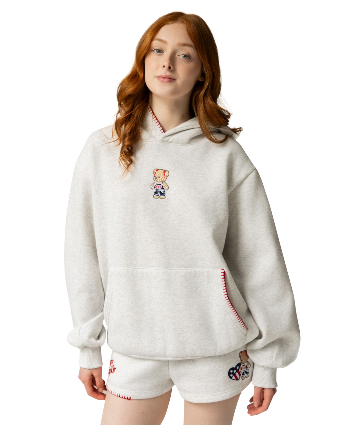 Женское худи The Happy Camp3r All American Long-Sleeve Hooded, цвет: Меланжевый серый — фото 2