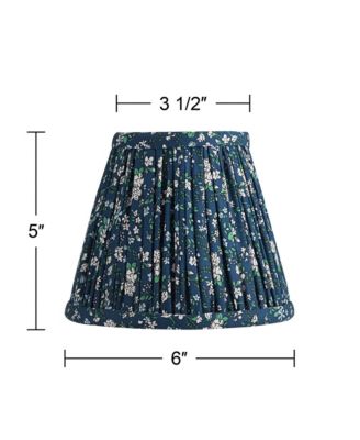 3 1/2" Slant Print Lamp Shade Replacement Set of 6 Navy Blue Floral Clip On Candelabra