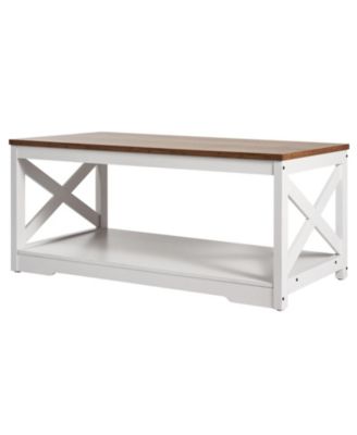Farmhouse Coffee Table Set with 2 End Tables and Charging Station