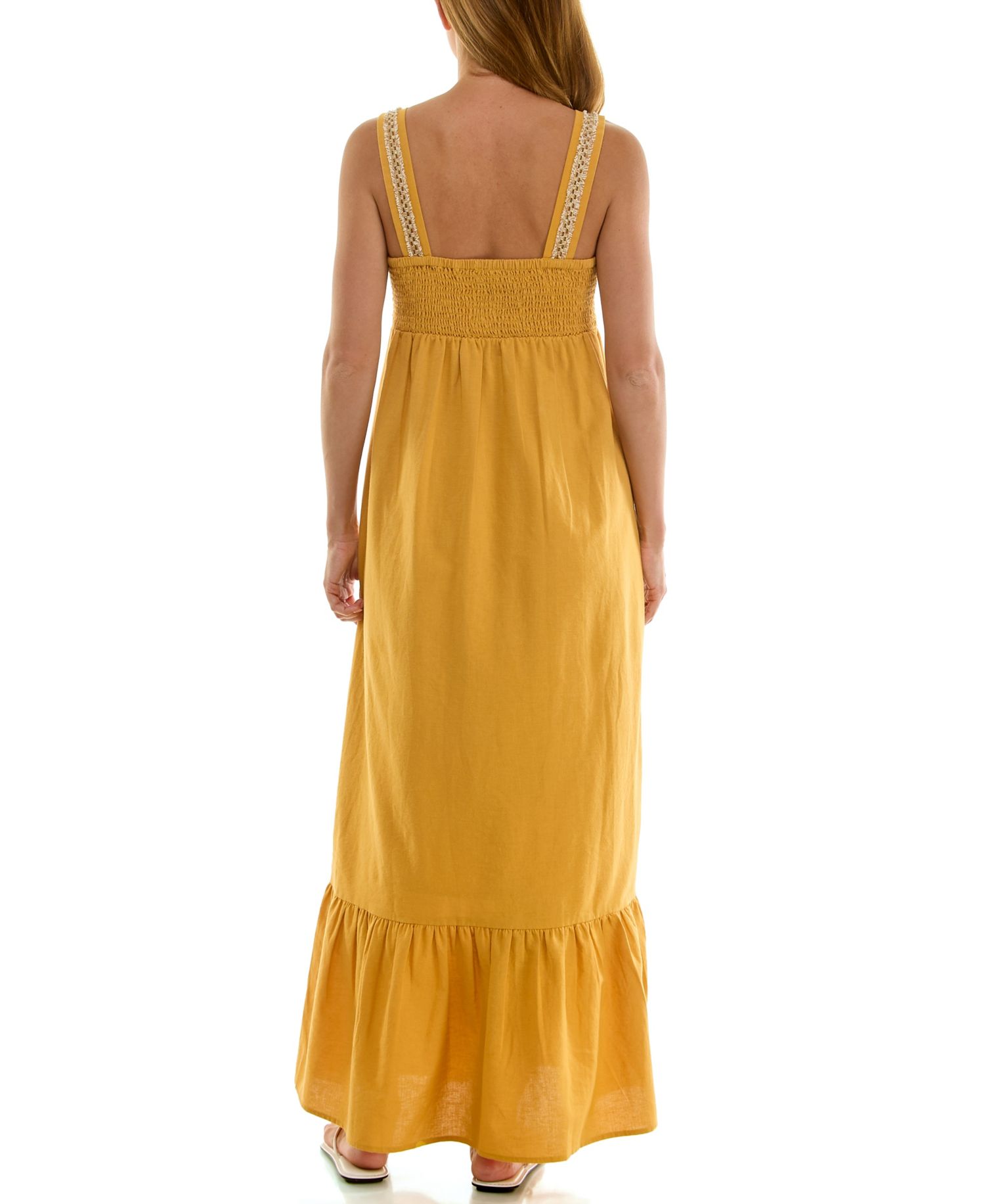 Juniors' Tiered Buckle Trim Maxi Dress