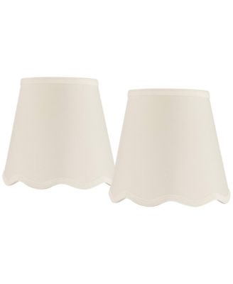 Set of 2 Scalloped Empire Lamp Shades Small 4" Top x 6" Bottom x 5.5" High Candle Clip Harp and Finial Fitting
