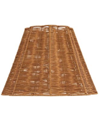 8" Top x 16" Bottom x 11" High x 11" Slant Lamp Shade Replacement Medium  Rattan Spider Harp Finial