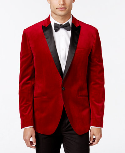 Bar III Men's Slim-Fit Red Velvet Sport Coat, Only at Macy's