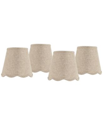4" Top x 6" Bottom x 5 1/2" High x 5 1/2" Slant Lamp Shade Replacement Set of 4 Fawn Scalloped Clip On Candelabra