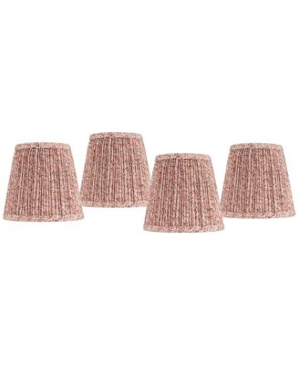4" Top x 6" Bottom x 5 1/2" High x 5 1/2" Slant Print Lamp Shade Replacement Set of 4 Shirred Pleated Clip On