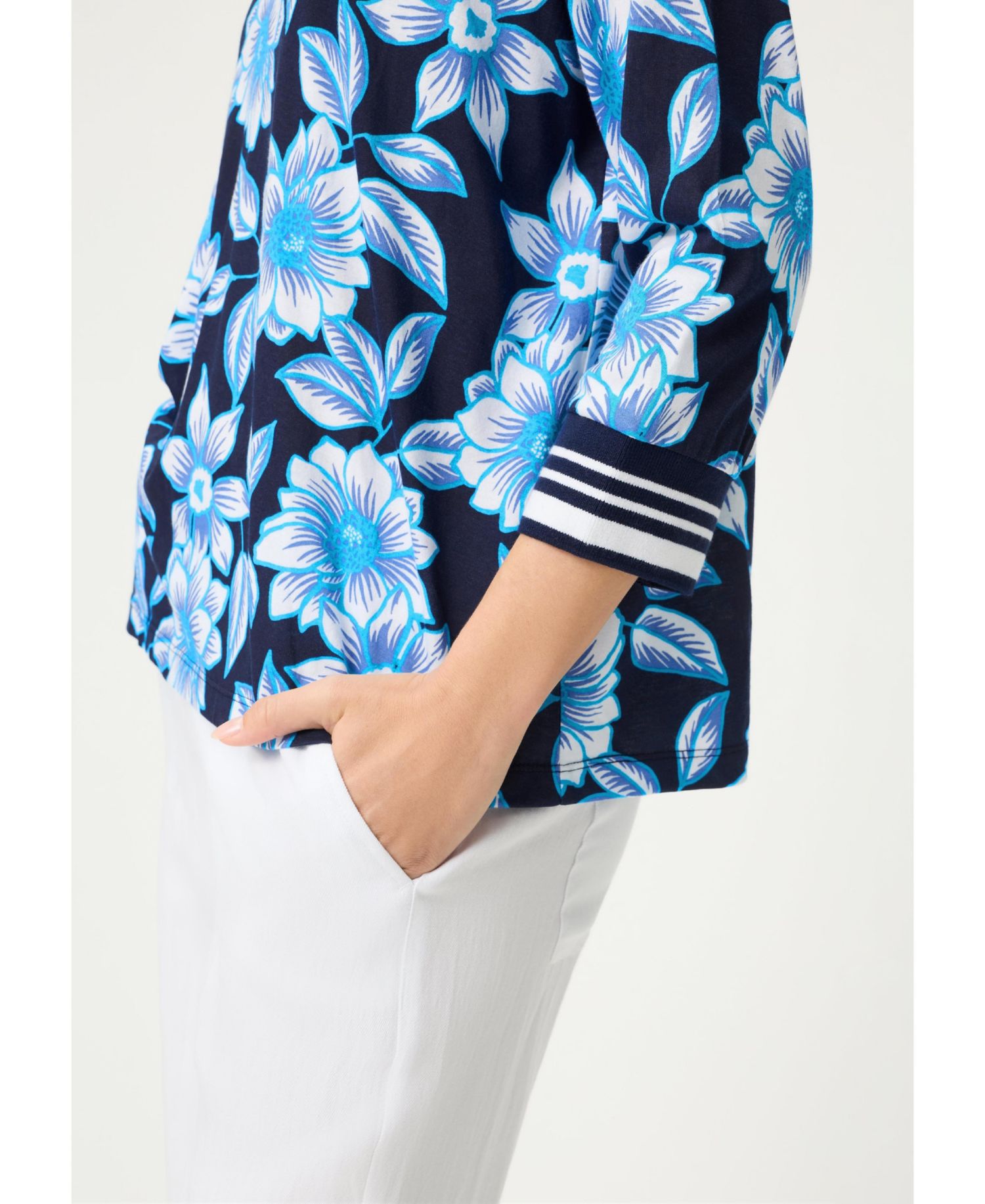 Women's Split Neck Floral T-Shirt