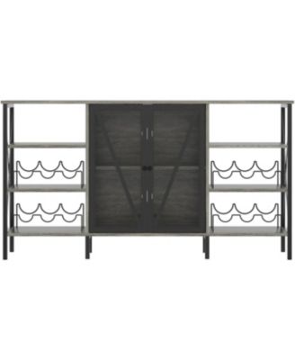 Modern Liquor Cabinet Station with Wine Rack and Mesh Door, Kitchen Sideboard Buffet Cabinet for Living Room
