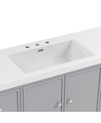 60 Inch Modern Bathroom Vanity with Countertop, Soft Close Drawers and Ample Storage, Freestanding Cabinet for Large Bathrooms