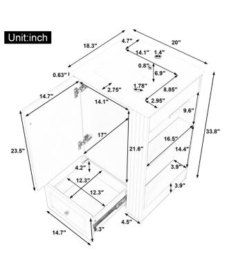 20 Inch Bathroom Vanity with Ceramic Sink, Soft Close Drawer and Side Shelves, Freestanding Storage Cabinet for Small Spaces.