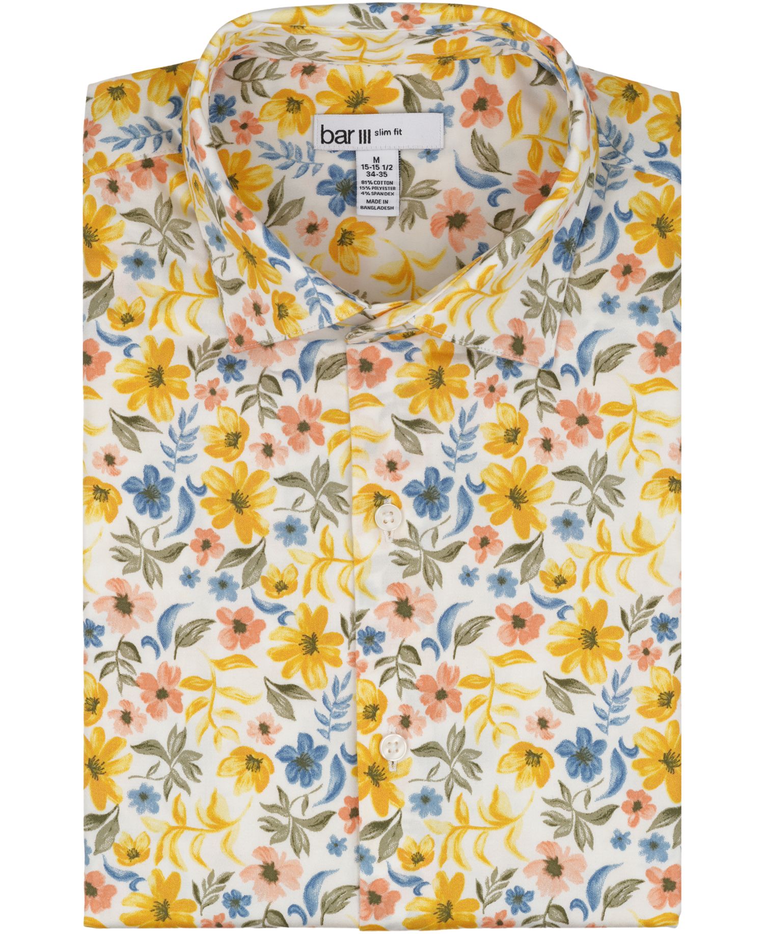 Men's Slim-Fit Floral Printed Dress Shirt