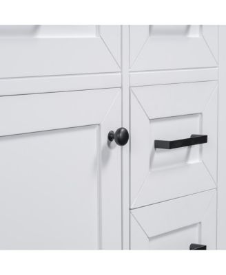 30 Inch Modern Bathroom Vanity Base without Sink, Solid Wood Cabinet with Drawers and Door Shelf, Freestanding Storage.