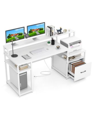 Computer Desk with Monitor Stand and File Drawer