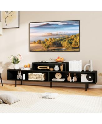 Contemporary Three-Cubby TV Stand with Raised Base