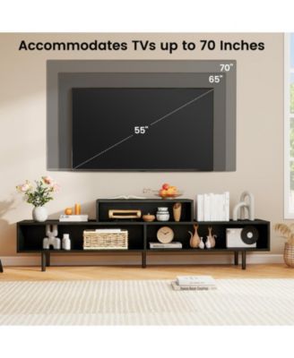 Contemporary Three-Cubby TV Stand with Raised Base