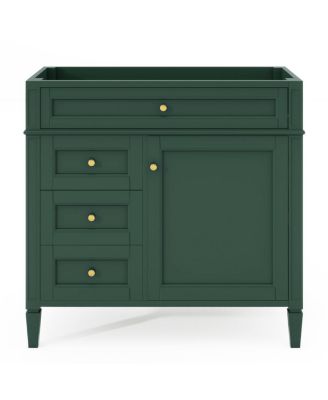 36 Inch Modern Bathroom Vanity without Top Sink, Soft Close Drawers, Adjustable Shelf and Door Organizer for Small Spaces.