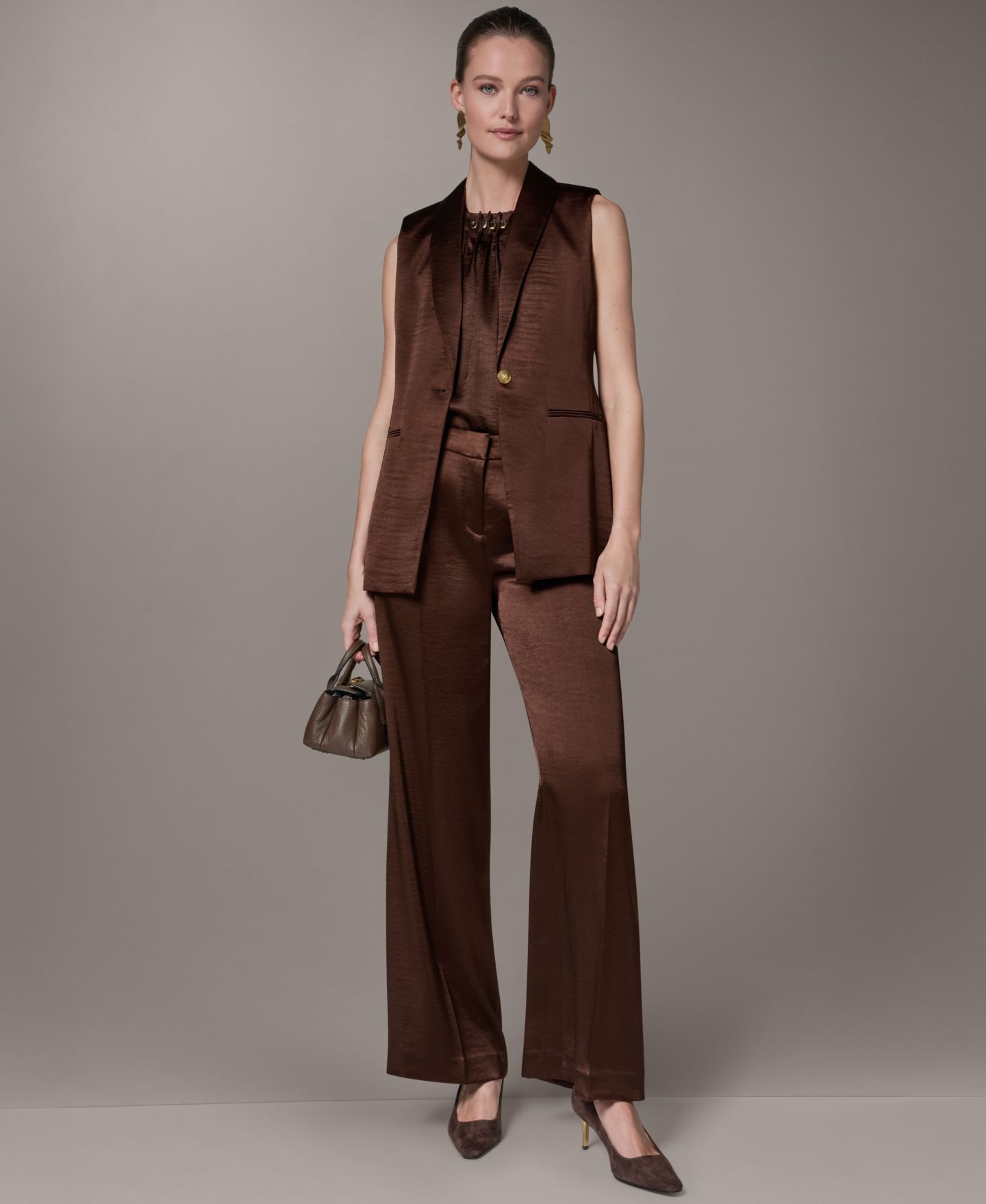 Женский жилет Donna Karan New York Notch Collar Vest, цвет: Canyon — фото 8