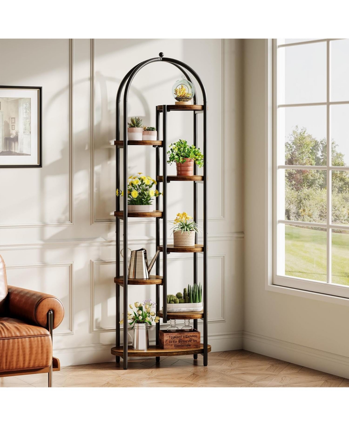 Tribesigns Arch Plant Stand Indoor, 71" Tall Corner Plant Shelf, 8-Tier Plants Stand with Metal Support Frame