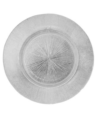 Silver Antiqued Glass Charger Plates, Set of 4