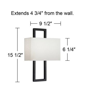Modena Modern Wall Light Sconces Set of 2 Hardwire 9 1/2" Fixture Silvery Faux Silk Shade for Bedroom Reading Living Room