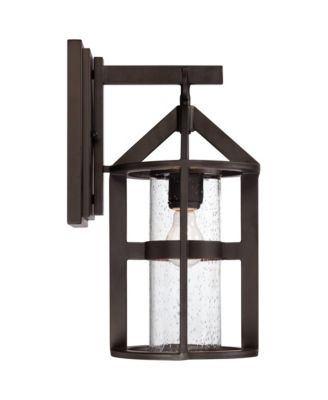 Argentine Rustic Farmhouse Outdoor Wall Light Fixtures Set of 2 Bronze 17" Clear Seedy Glass for Post Exterior Barn Deck