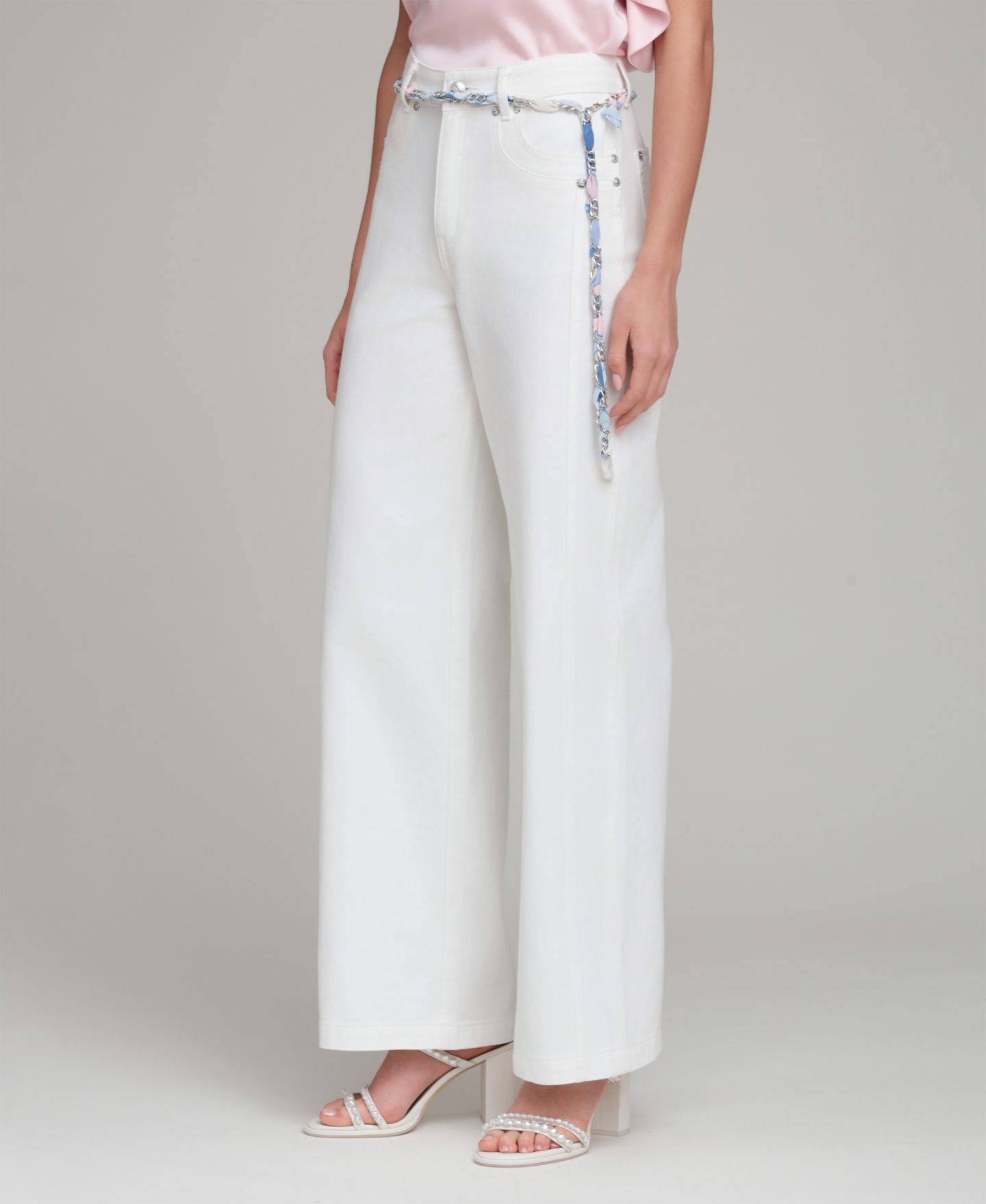 Женские джинсы Avec Les Filles Mid-Rise Wide-Leg Cotton, цвет: Белый — фото 3