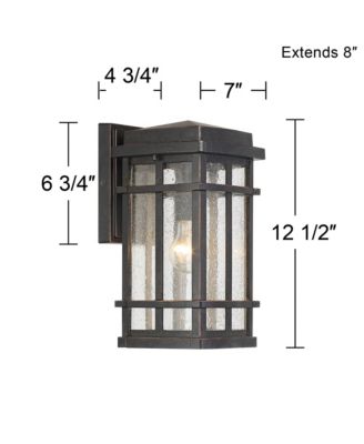 Neri Mission Industrial Outdoor Wall Light Fixtures Set of 2 Oil Rubbed Bronze 12 1/2" Clear Seedy Glass for Exterior