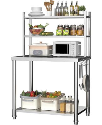 Stainless Steel Table with Shelves Prep Table for Commercial Kitchen Steel Countertop