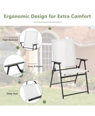 2-Piece Folding Patio Dining Chairs with Armrests and Quick-Dry Fabric