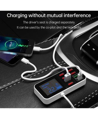 40W 8-Port Car Charger with PD20W Fast Charging and Digital Display
