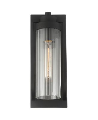Bogota Modern Outdoor Wall Light Fixtures Set of 2 Textured 15 1/2" Clear Ribbed Glass for Post Exterior Barn