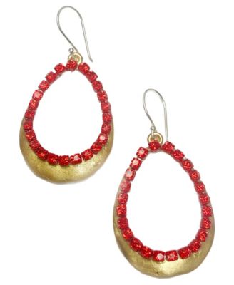 Golden Red Crystal Drop Earrings