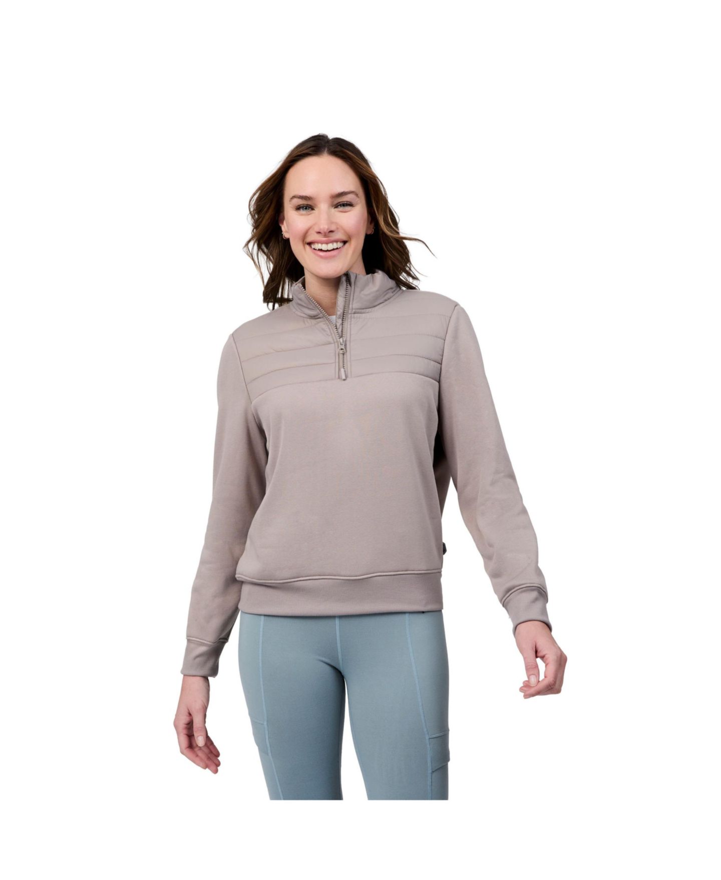 Женский топ Free Country Cloud Fleece Half Zip Top, цвет: Taupewood — фото 4