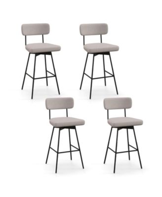 Upholstered Swivel Bar Stool Set of 4 with Padded Seat and Backrest Metal Frame